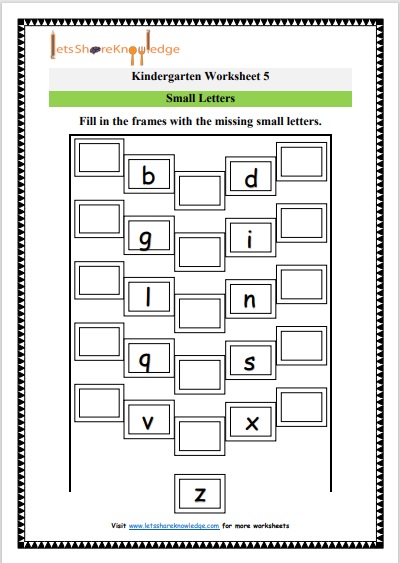 Kindergarten Worksheets: Small Letters – Lets Share Knowledge